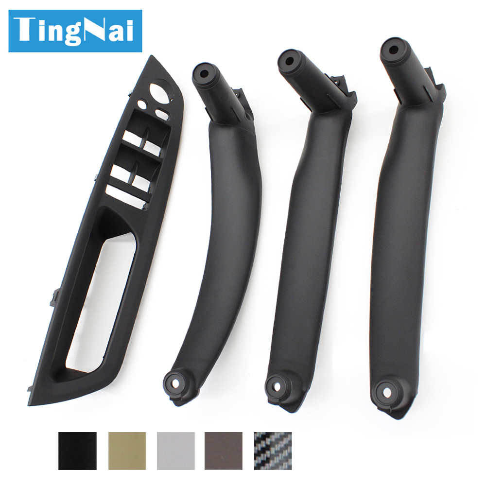 Window Lock Bar - LHD RHD แผงสวิทช์ประตูหน้าต่างชุด4ชิ้นที่พักแขนดึงที่จับตัดขอบสำหรับ BMW X5 X6