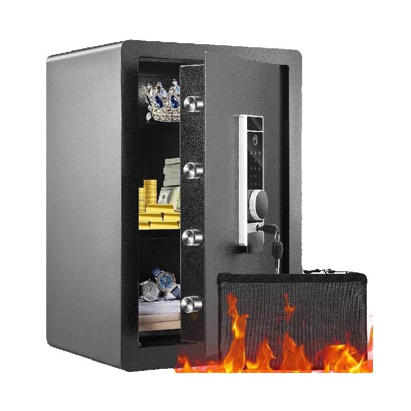 Fire Safe Document - SucceBuy ไฟฟ้าปลอดภัย 2.2/1.8 ลูกบาศก์ฟุตลายนิ้วมือและตู้รักษาความปลอดภัยดิจิตอลปลอดภัย W/Fire-proof กระเป๋าสําหรับสดเครื่องประดับเอกสาร