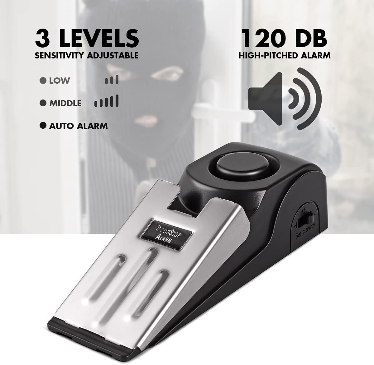 Door Stop Alarm - ประตูหยุดนาฬิกาปลุก,ประตู 120DB Security Alarm,ชั้น Wedge Doorstop