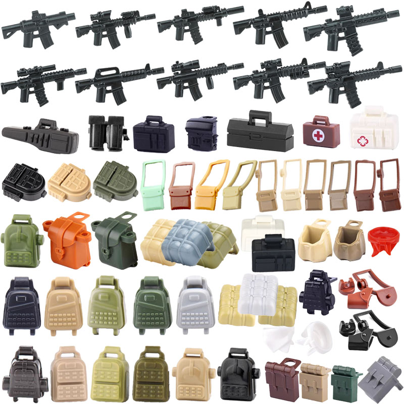 Medicine Cabinet Lock - ทหารรูปอุปกรณ์เสริมอาวุธ Building Block ทหารเลเซอร์ปืนกระเป๋าเป้สะพายหลังชุดการแพทย์ยุทธวิธีปืนไรเฟิลกล่องอิฐของเล่น