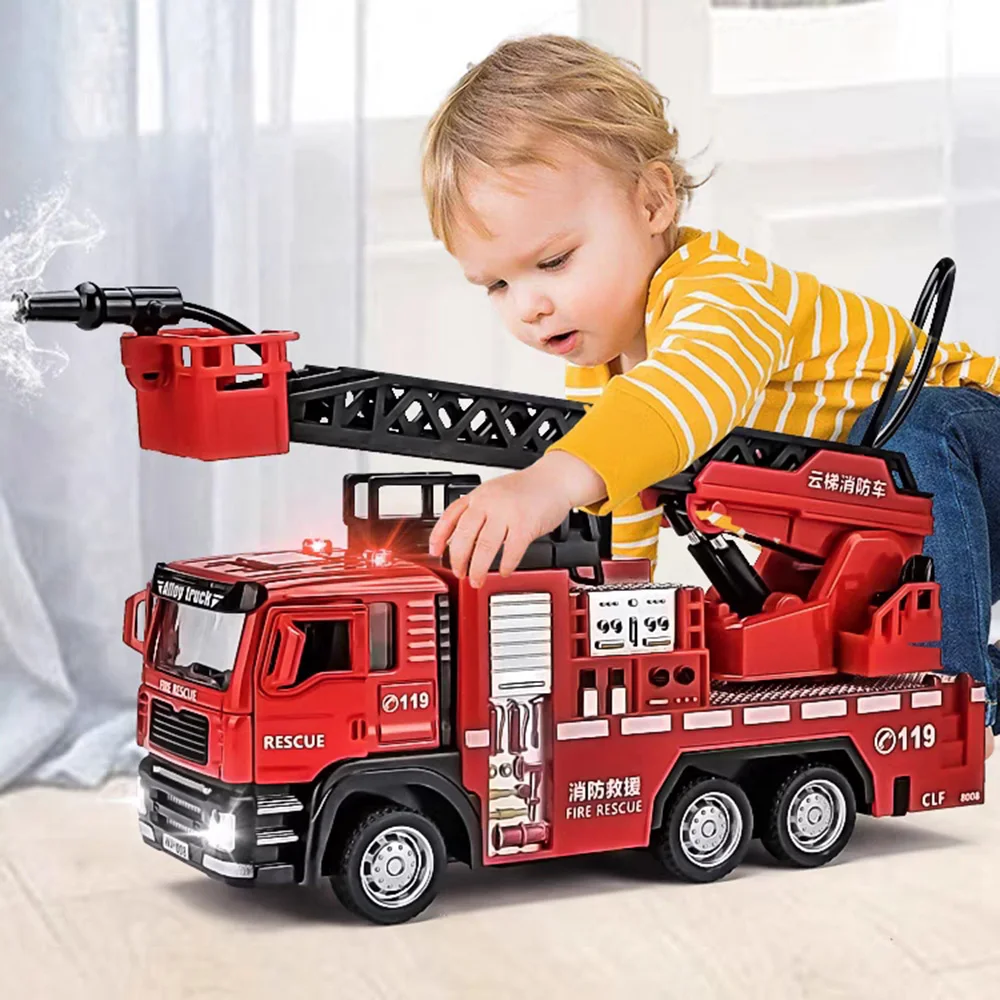 Fire Escape Ladder - 1/32 Fire Engine รถของเล่นรุ่นเสียงบันได Fire รถบรรทุกล้อดึงกลับ