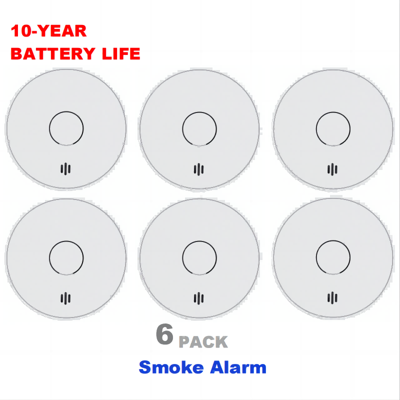 Smoke Detector Interconnected - เครื่องตรวจจับควันแบบสแตนด์อโลน V-Come สำหรับบ้าน, เครื่องตรวจจับควันแบบโฟโตอิเล็กทริกพร้อมแบตเตอรี่ใช้งานได้ 10 ปี,