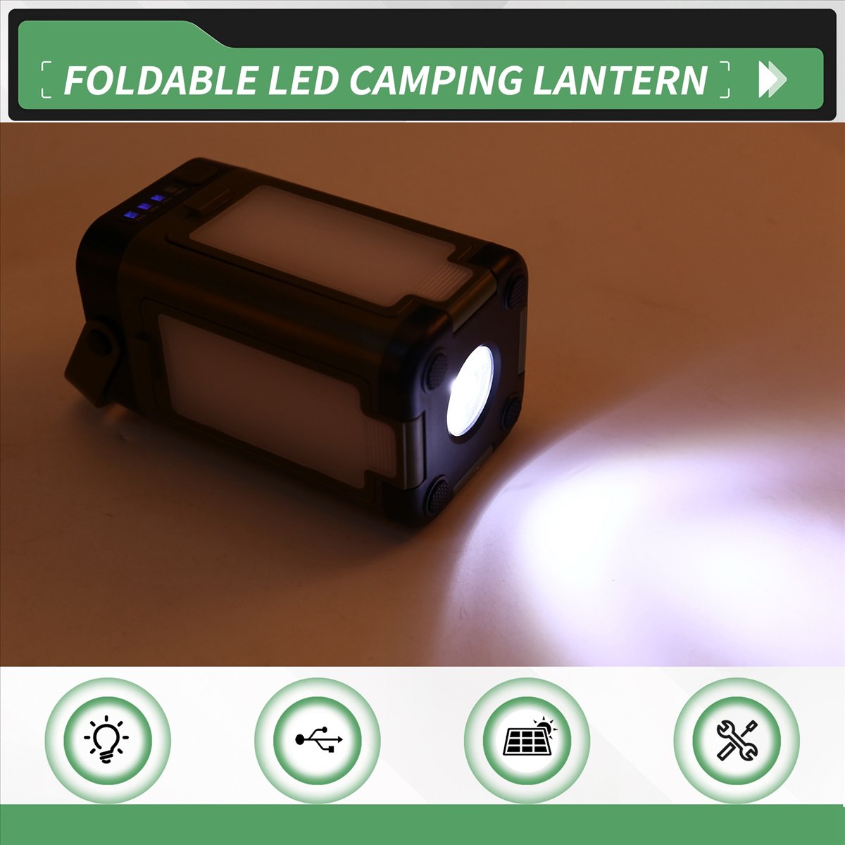 Power Outage Light - X08A โคมไฟตั้งแคมป์ LED แบบพับได้ ชาร์จพลังงานแสงอาทิตย์ ไฟเต็นท์แบบพกพาอเนกประสงค์สำหรับเต็นท์