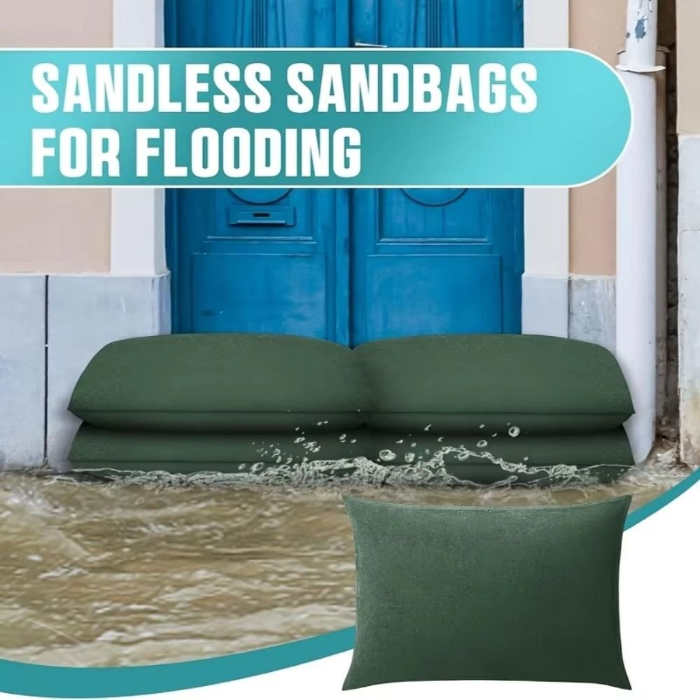 Flood Barrier Bag - ถุงทรายดูดซับน้ำแบบใช้ซ้ำได้ 1 ชิ้น ผ้าใบสีเขียว สำหรับกั้นน้ำท่วม ขนาด