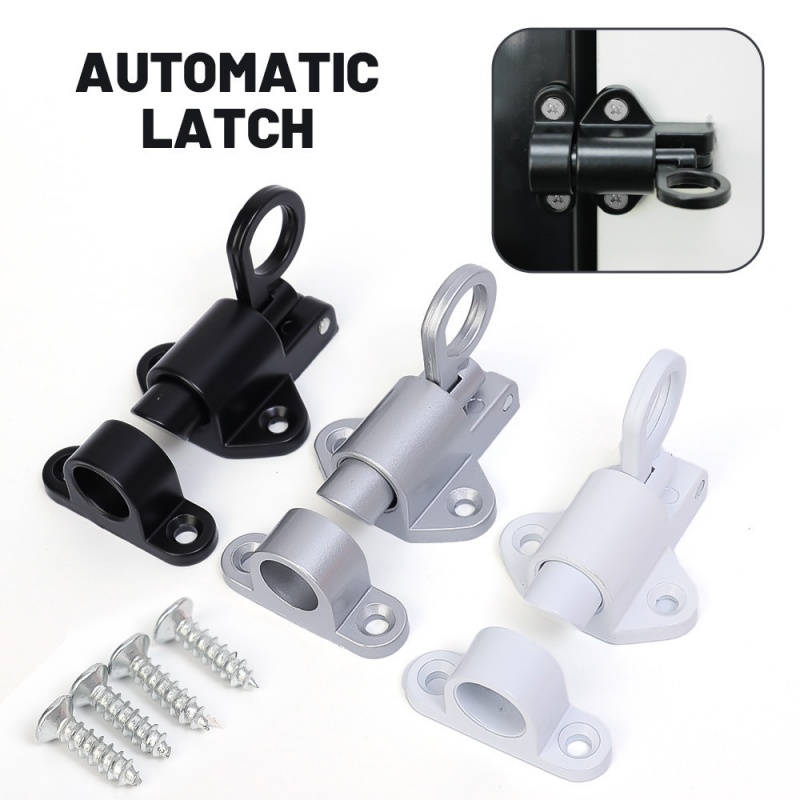 Window Lock Bar - กลอนล็อคหน้าต่างประตูสปริงอเนกประสงค์ ระบบรักษาความปลอดภัยแบบปิดตัวเองอัตโนมัติ กลไกการตีกลับที่ทนทานพร้อมสลักแหวนดึงนิรภัย