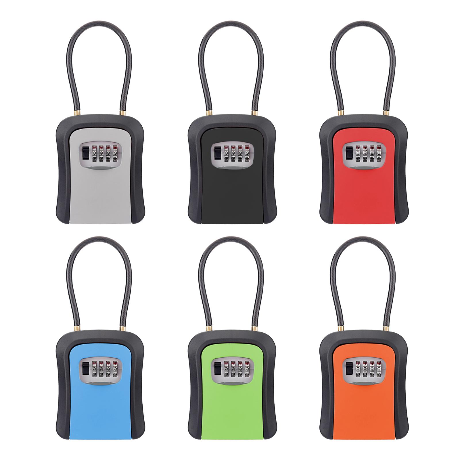 Lockbox Key Secure - กล่องล็อคกุญแจกล่องรักษาความปลอดภัยกุญแจพร้อมสายโซ่4หลักที่ถอดออกได้กันน้ำแบบพกพาสำหรับกุญแจบ้านกุญแจรถแข็งแรง
