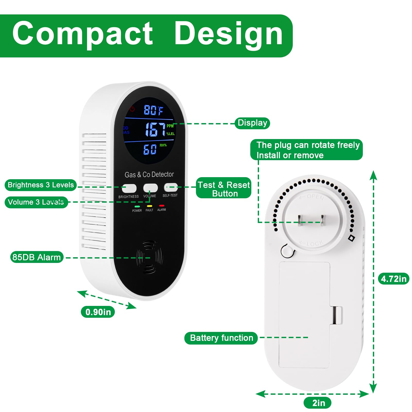 เครื่องตรวจจับก๊าซระเบิดและคาร - Co Detector Plug บทวิจารณ์และราคา
