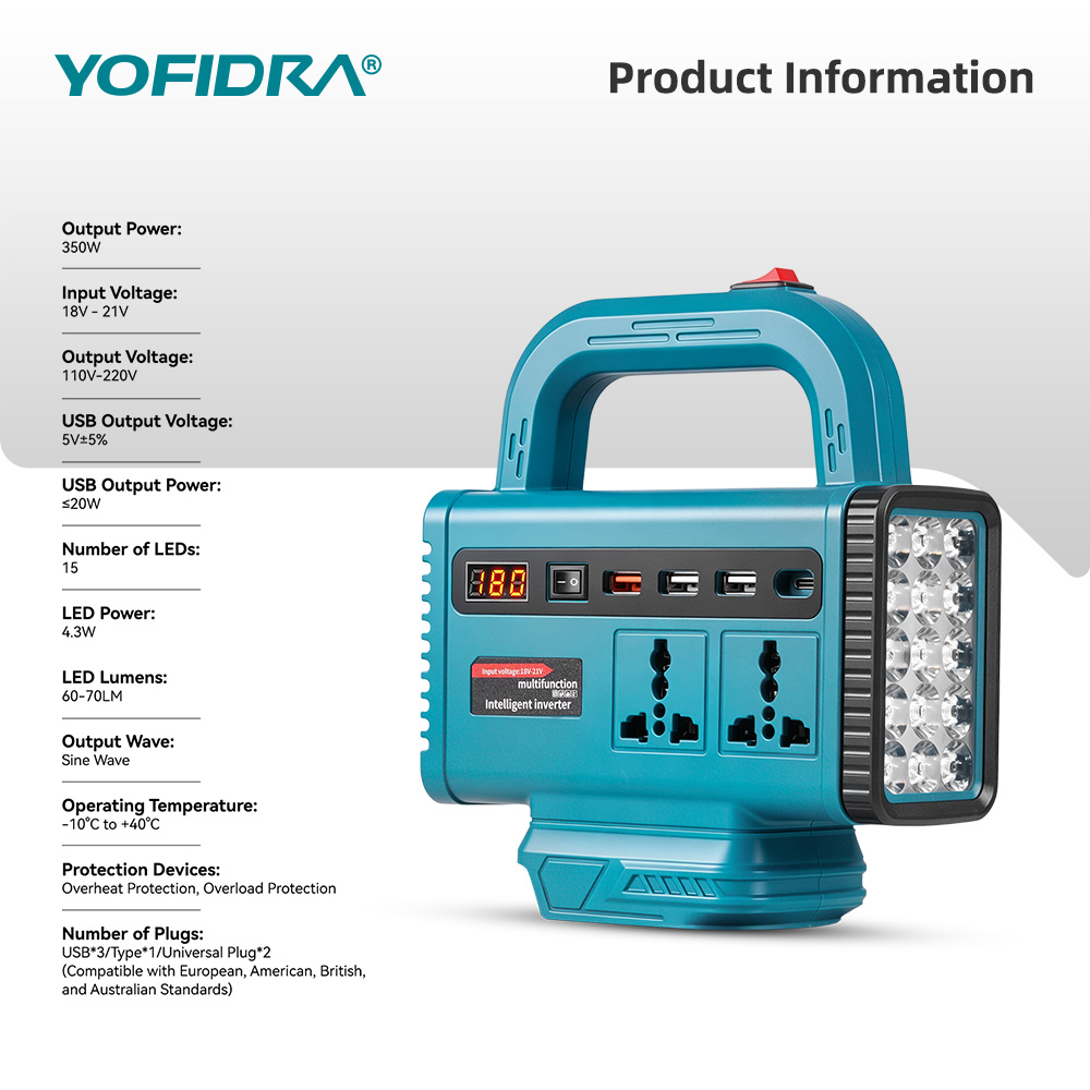 อินเวอร์เตอร์พกพา YOFIDRA 220V - Power Outage Light บทวิจารณ์และราคา