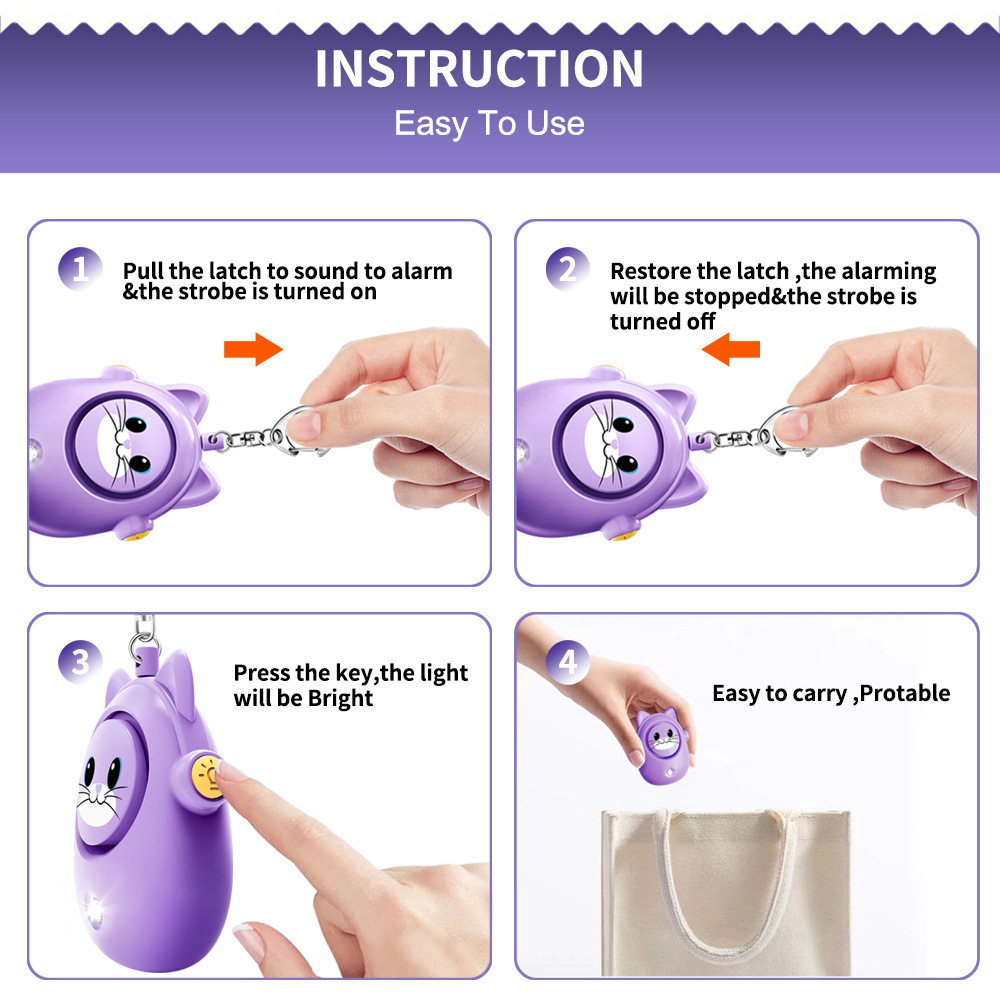 H8 2024 ใหม่น่ารักแมวปลุกส่วนบ - Personal Alarm Keychain บทวิจารณ์และราคา
