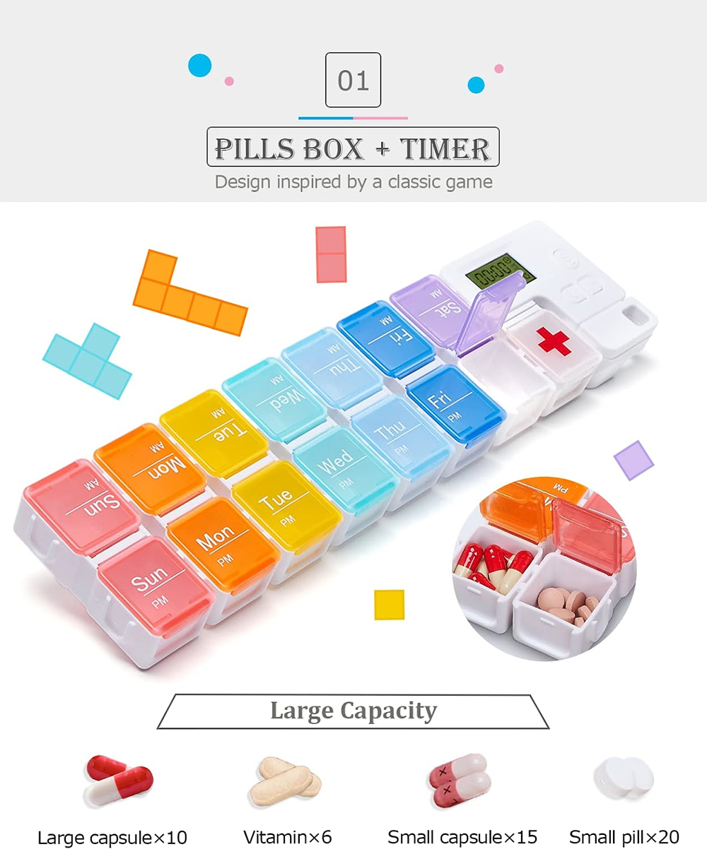 7 วัน Pill Organizer พร้อมเตือ - Medicine Cabinet Lock บทวิจารณ์และราคา